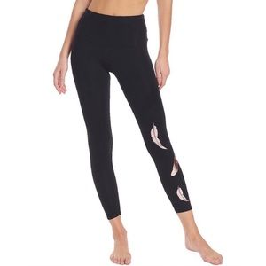 Onzie High Rise Gold Foil Feather Leggings